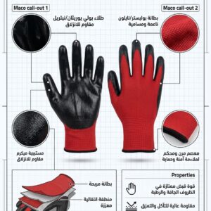 كفوف لاتكس اسود احمر درزن 10 حبة